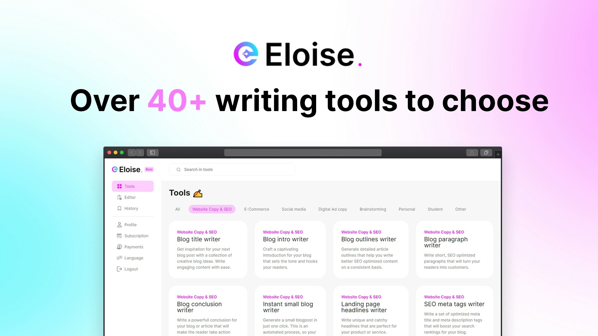Eloise AI - Beste AI -schrijver voor het schrijven van alle soorten inhoud media 3