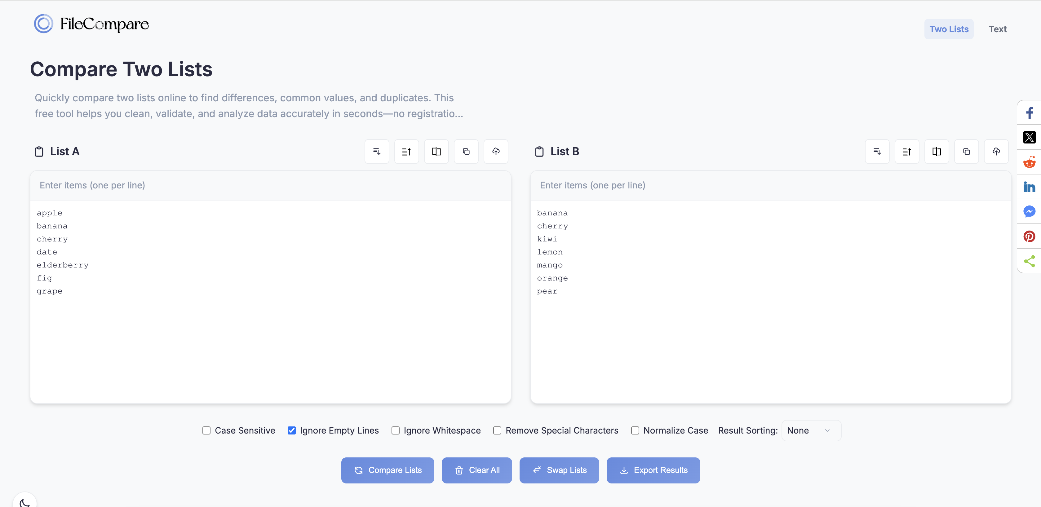 FileCompare - Main product screenshot demonstrating key features and user interface