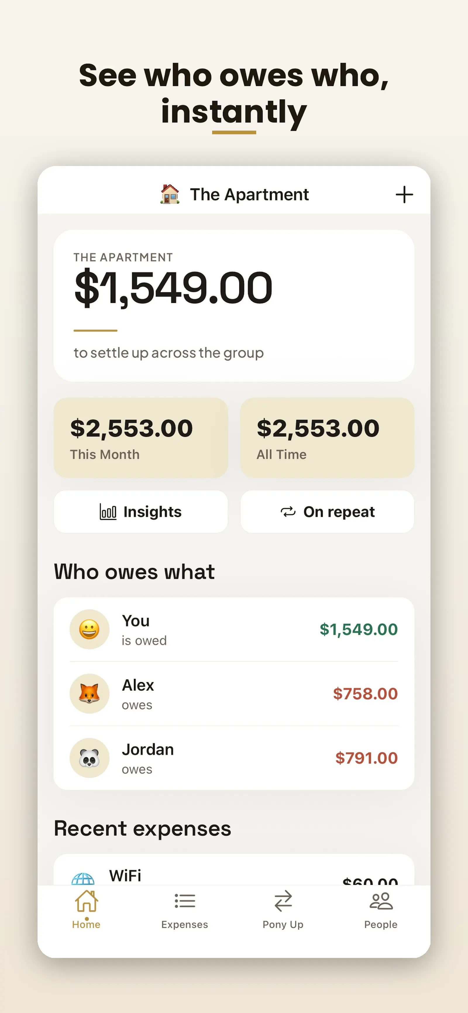 Pony Up: Bill Splitter  screenshot 1