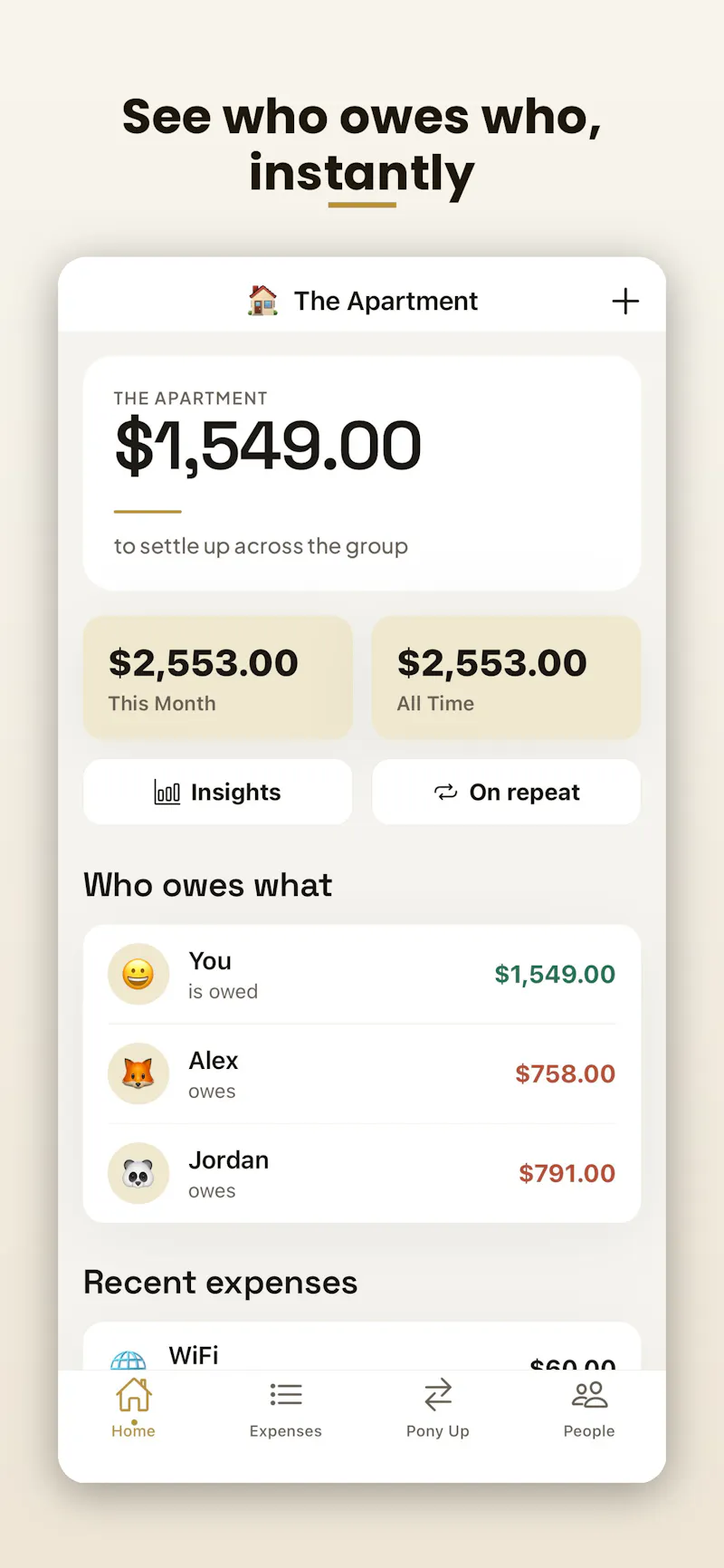 Pony Up: Bill Splitter  screenshot 1