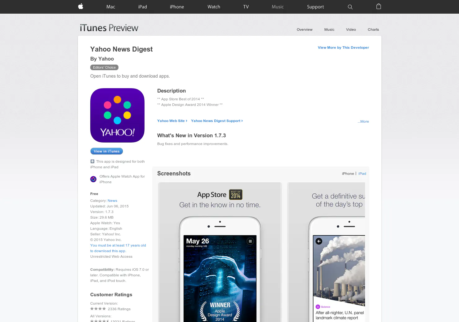 Yahoo News Digest (iPad)