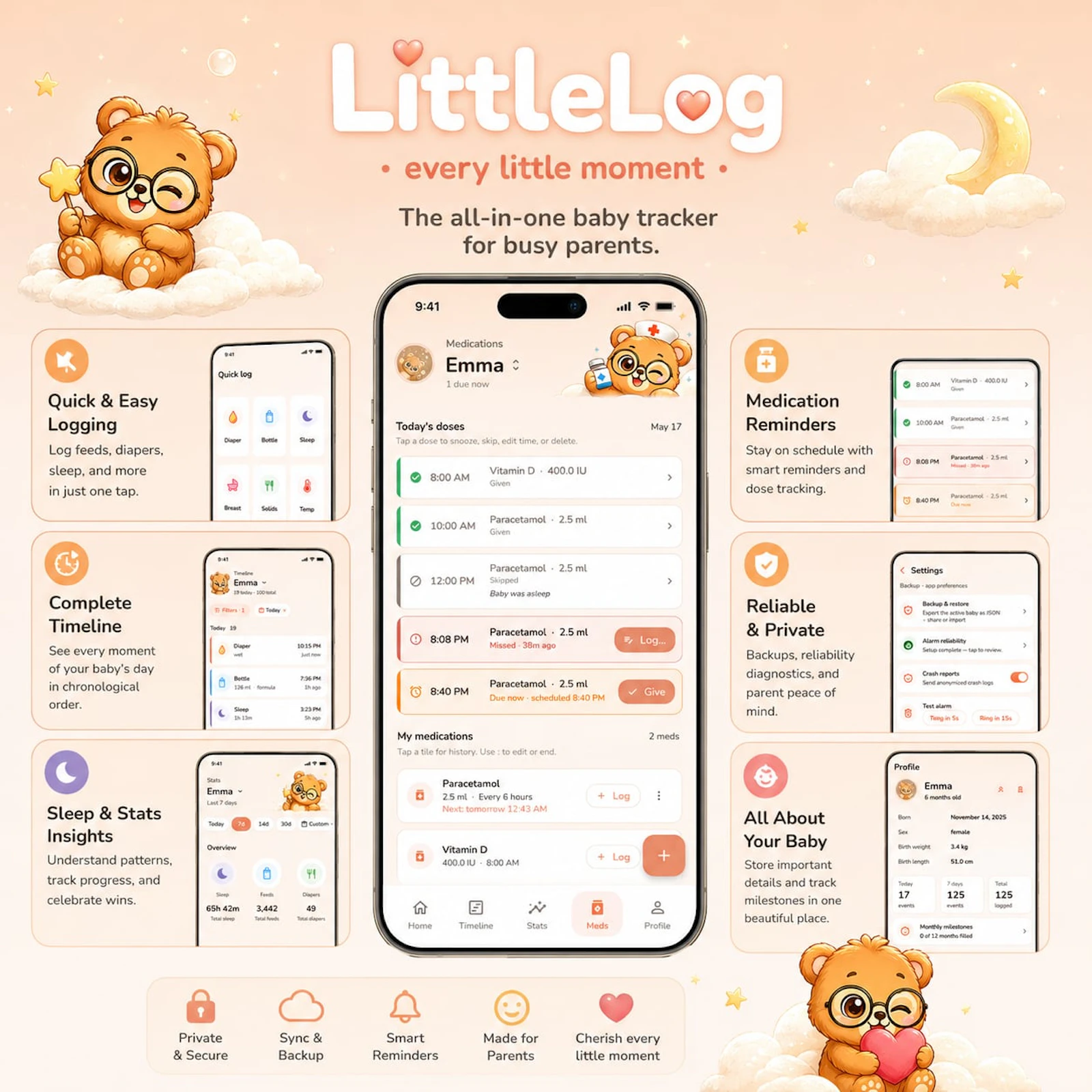 LittleLog: Baby Tracker & Meds Scheduler screenshot 2