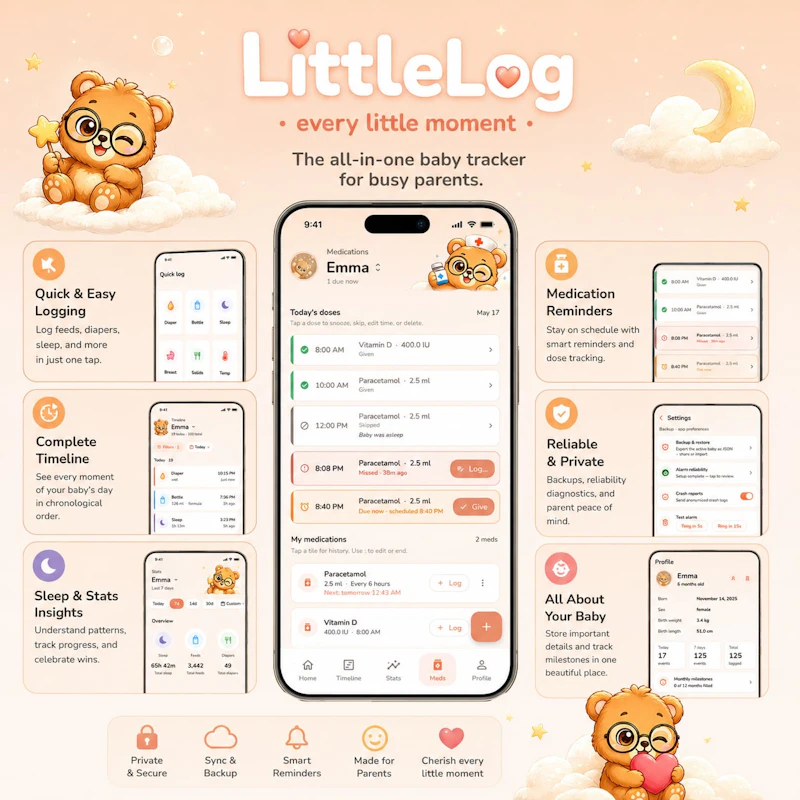 LittleLog: Baby Tracker & Meds Scheduler screenshot 2