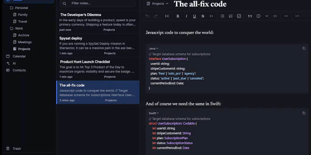 Notte - Privacy-first Workspace