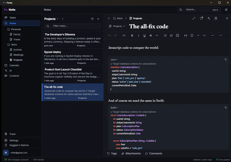 Notte - Privacy-first Workspace screenshot 1