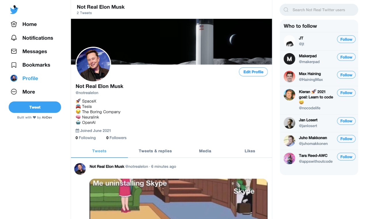 NotRealTwitter gallery image