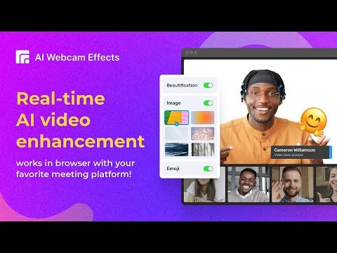 startuptile AI Webcam Effects for Video Meetings-Virtual backgrounds beautification auto-framing & more