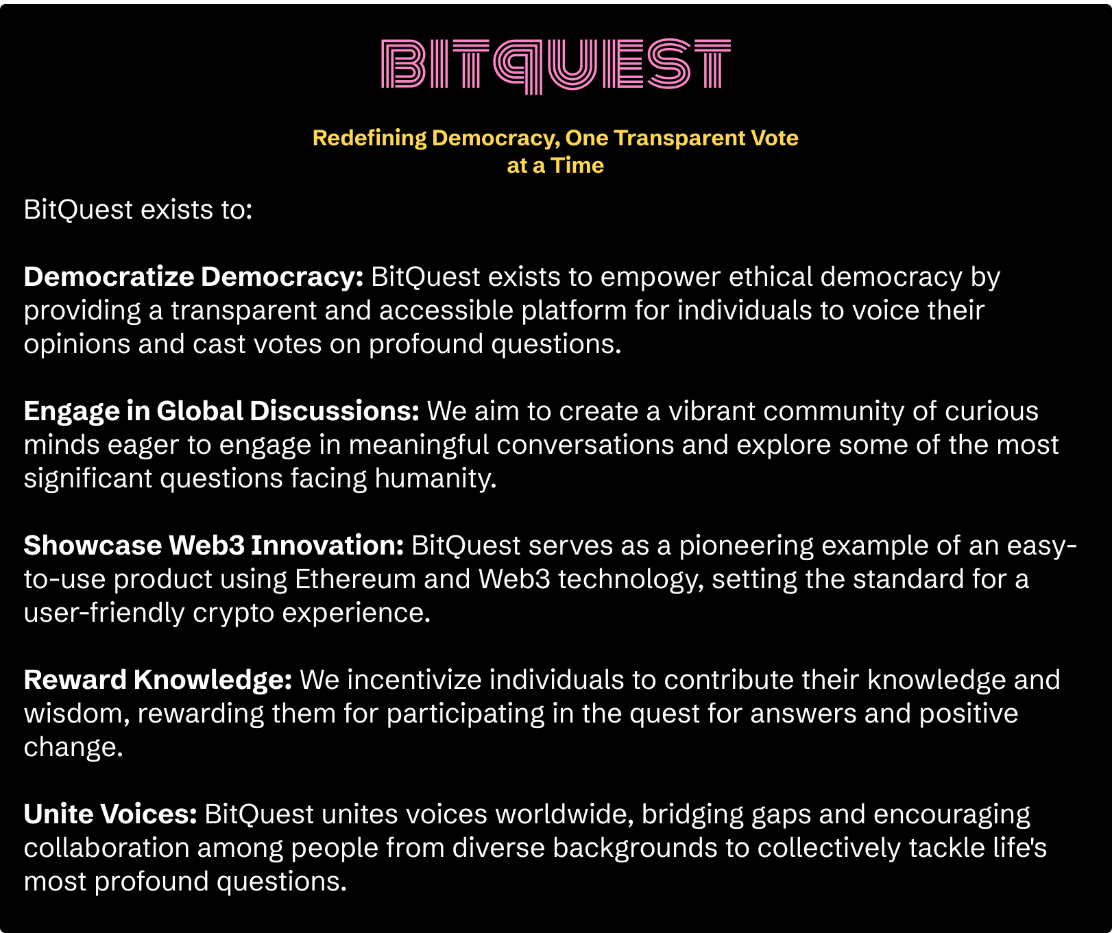 BitQuest - Votação da comunidade alimentada pela ETH media 2