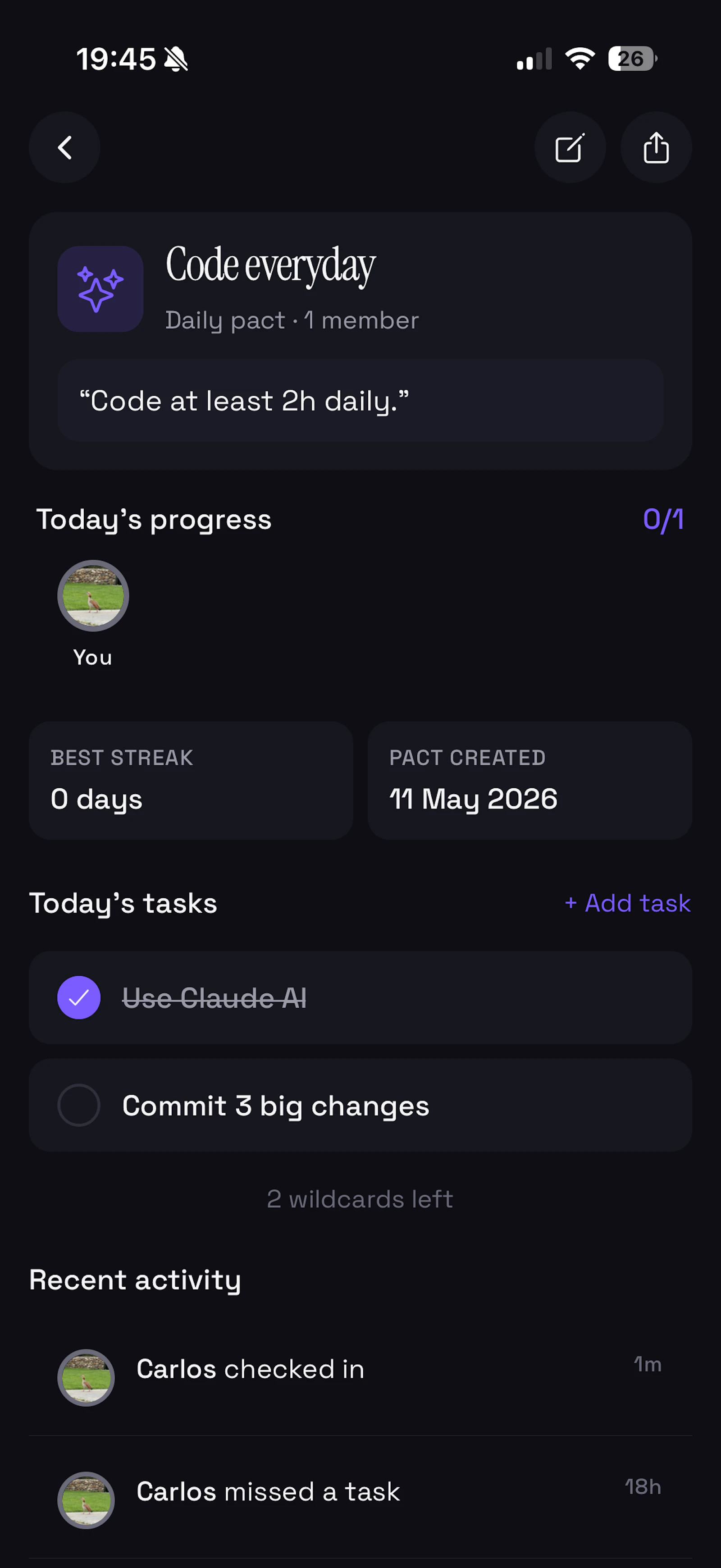 Pact: Share your goals screenshot 3
