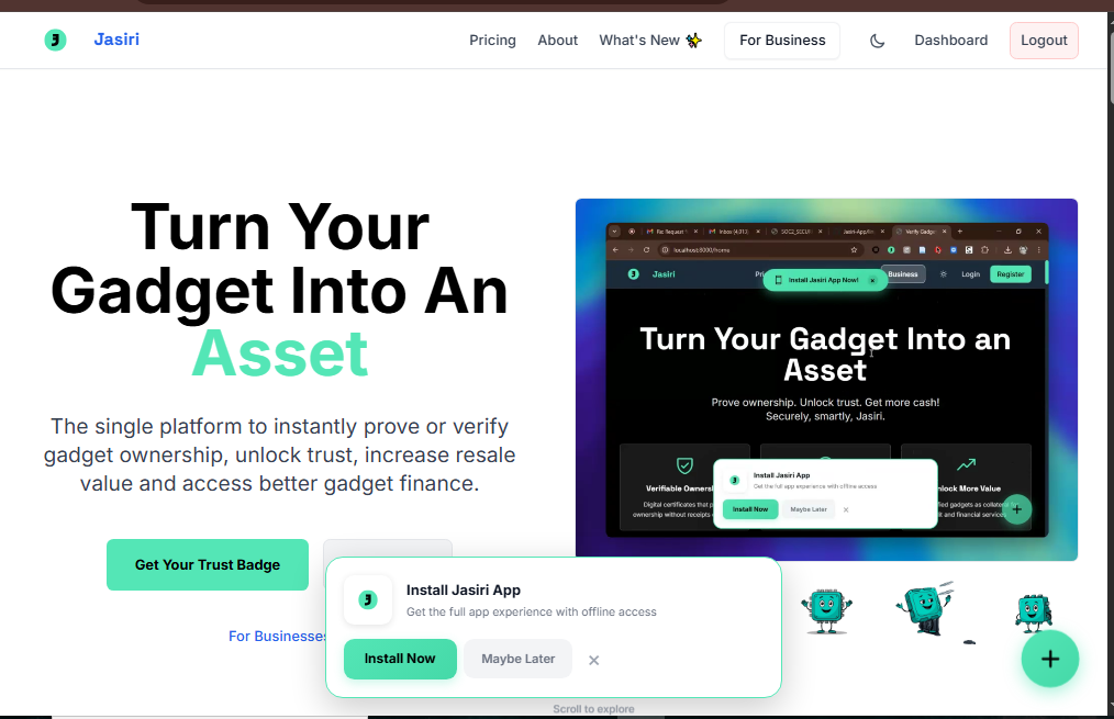 Jasiri - Own Your Tech, Anywhere - Main product screenshot demonstrating key features and user interface