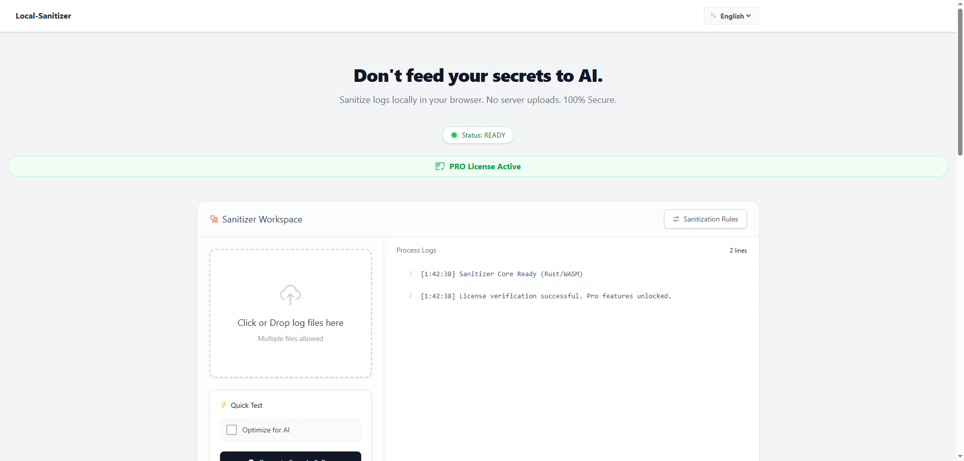 Local-Sanitizer - Screenshot 2 showing product features and functionality