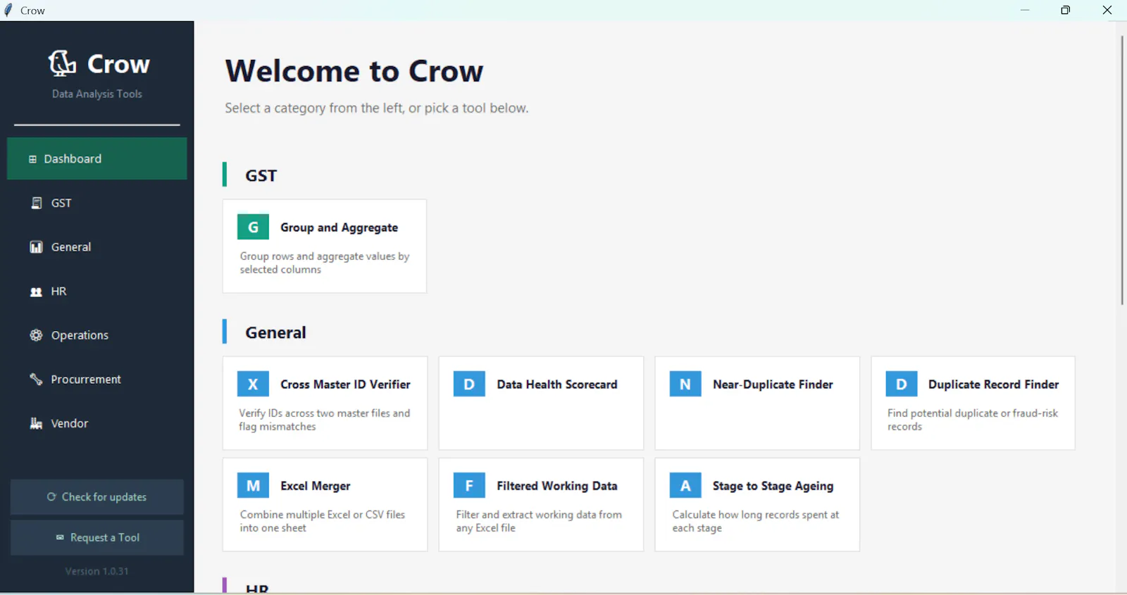 Crow - Data Analytics tool screenshot 1