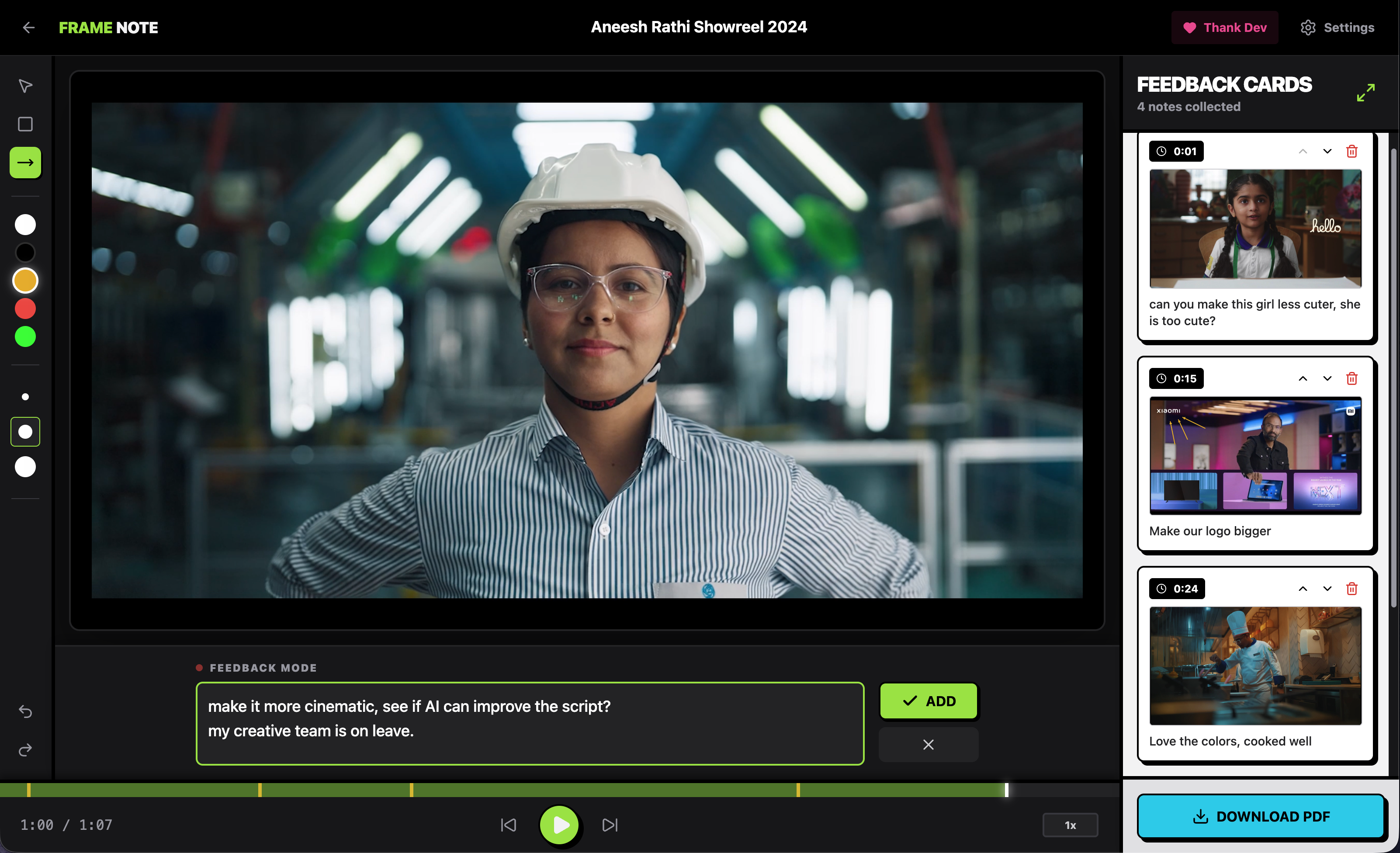 Frame Note - Main product screenshot demonstrating key features and user interface