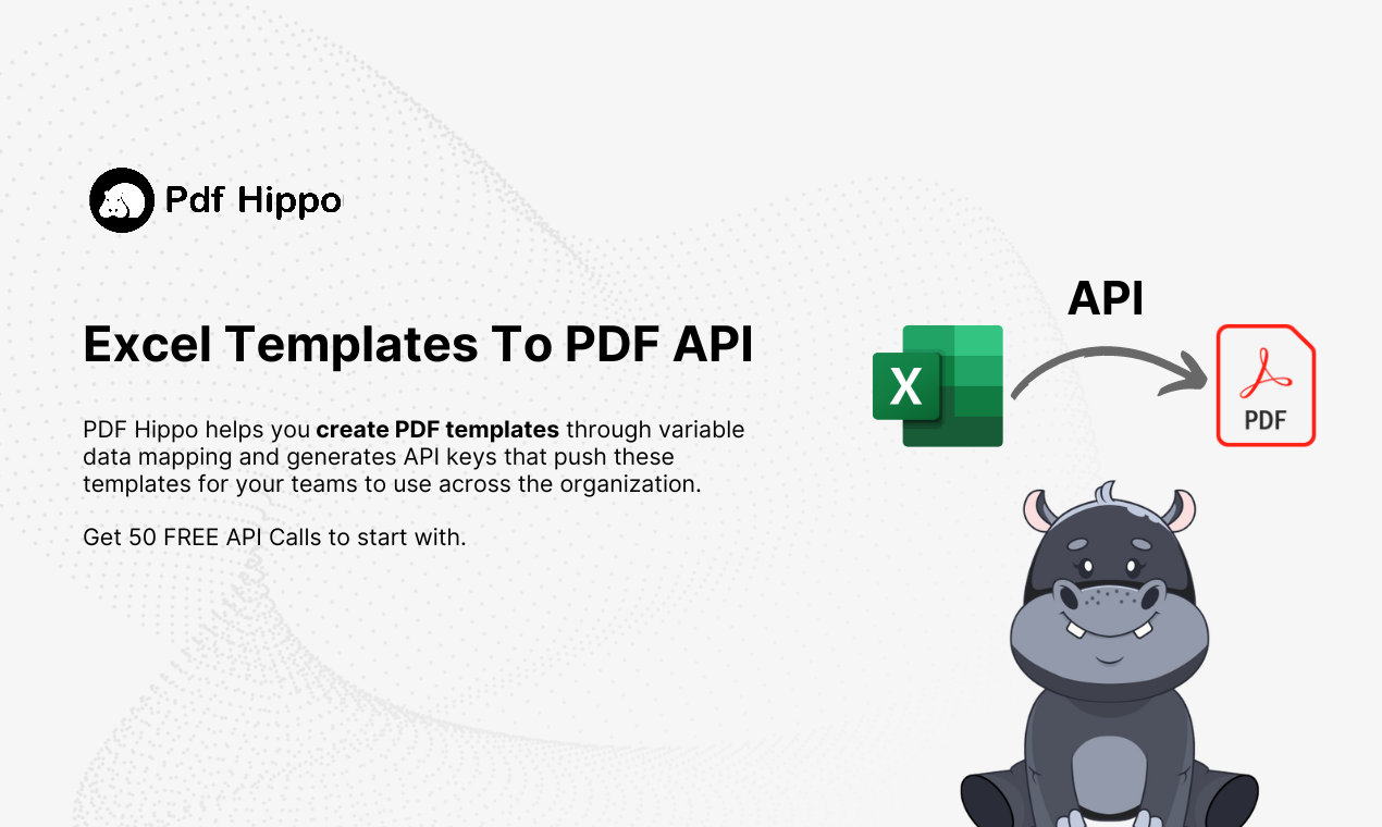 PDF Hippo: Dynamic PDF API для разработчиков - Преобразовать шаблоны Excel в динамические PDF медиа 2