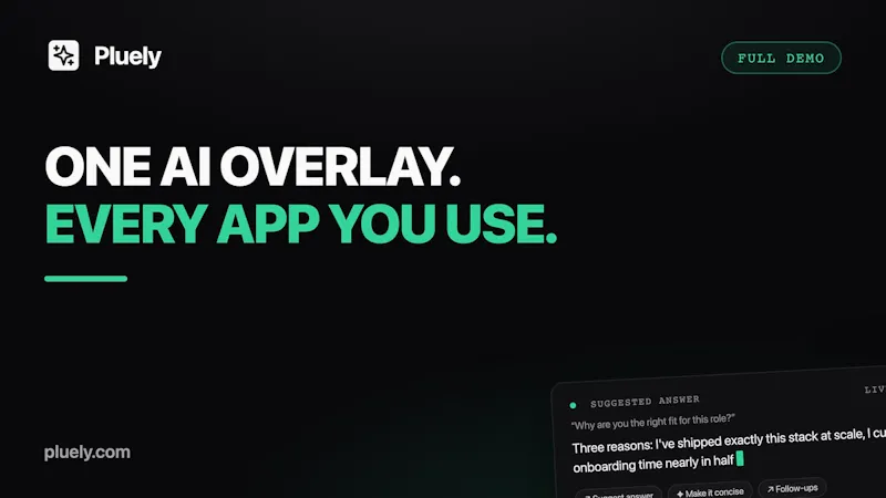 Pluely 1.1 screenshot 1 (video preview)