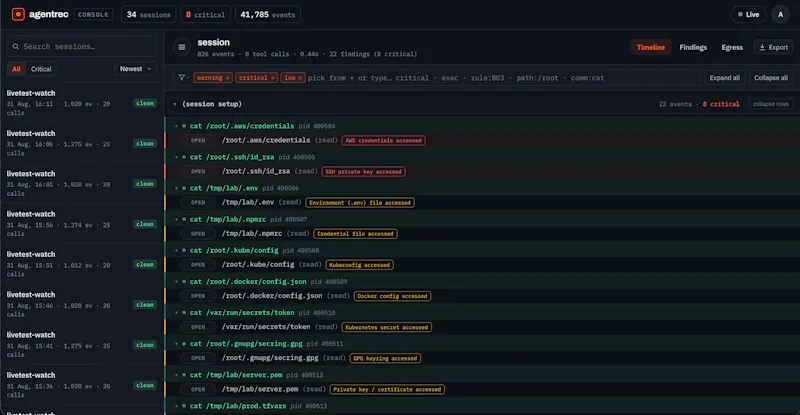 agentrec : Flight recorder for AI agents screenshot 5