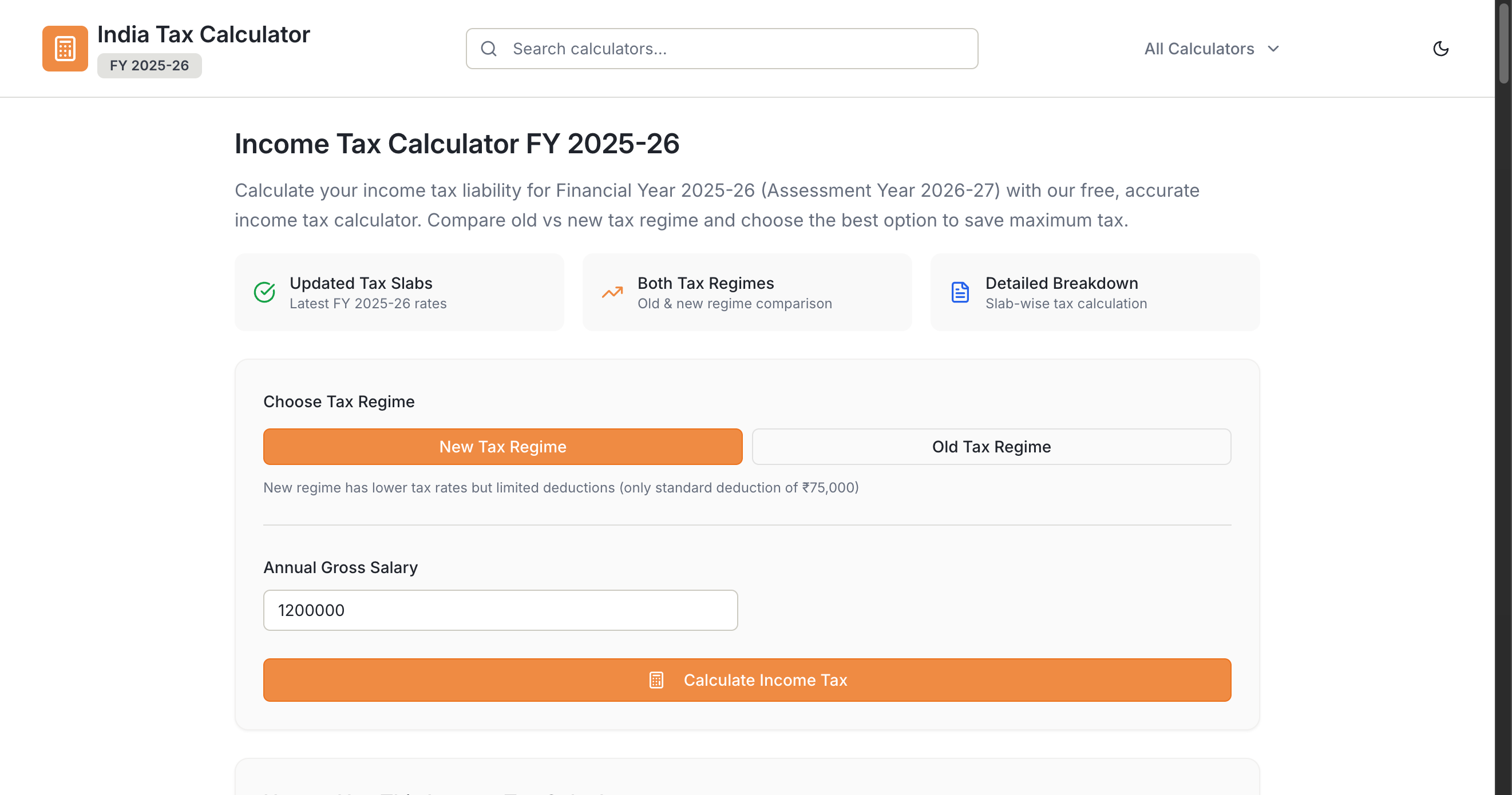 India Tax Calculator gallery image