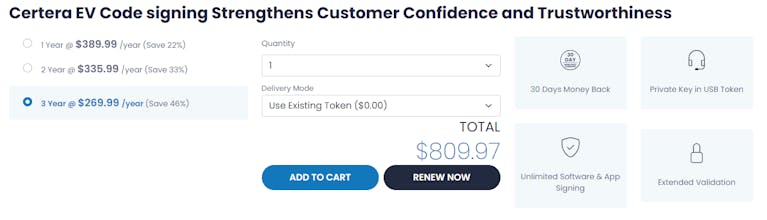 Certera EV Code Signing Certificate gallery image