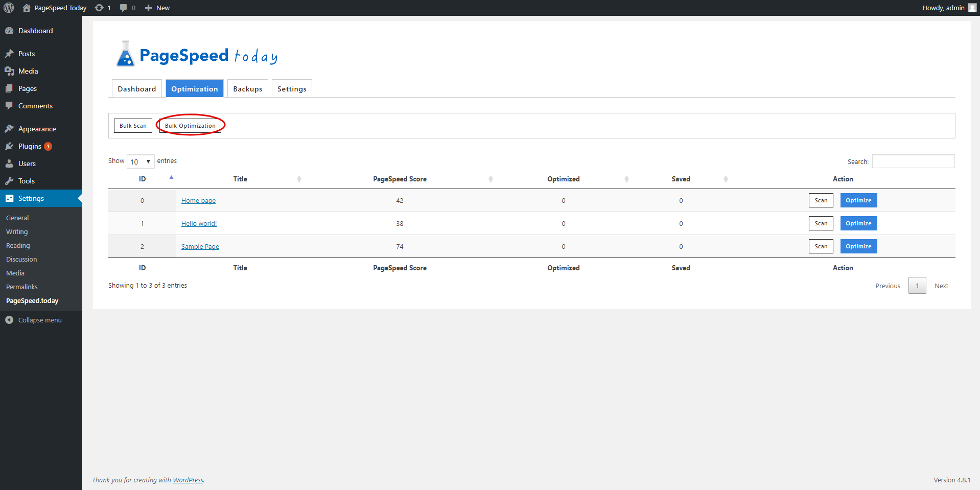 PageSpeed.Today WordPress Optimization Plugin gallery image