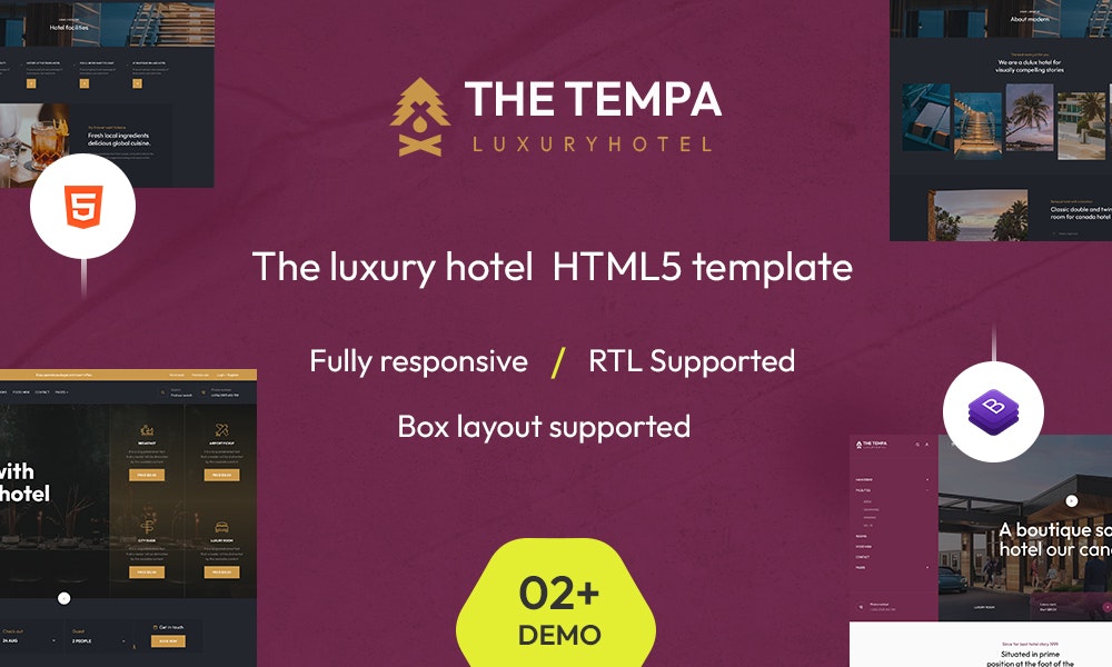 Tempa -Luxury Hotel HTML5テンプレート - 高級ホテル、リゾート、スパの既製のHTML5テンプレートメディア2