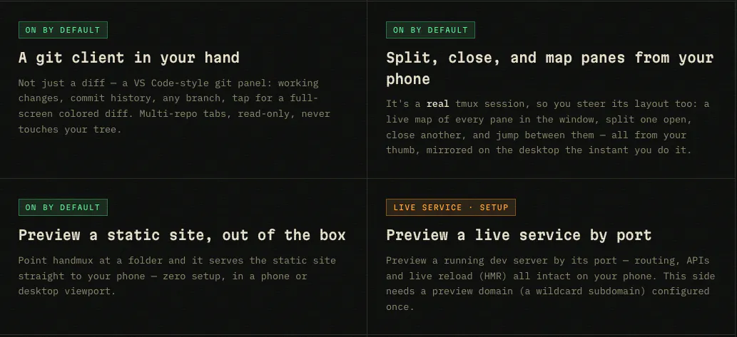 handmux—Your coding agent, on your phone gallery image