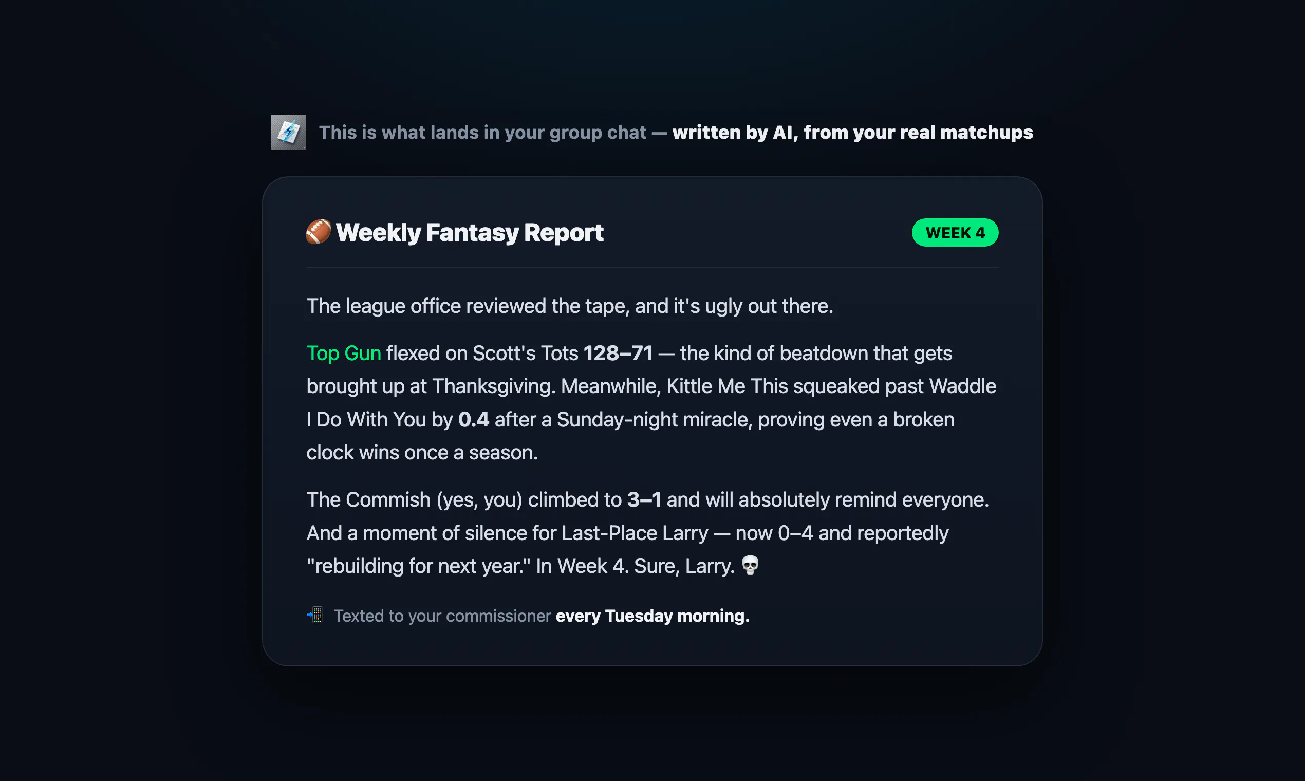 Fantasy Football AI Weekly Recaps gallery image