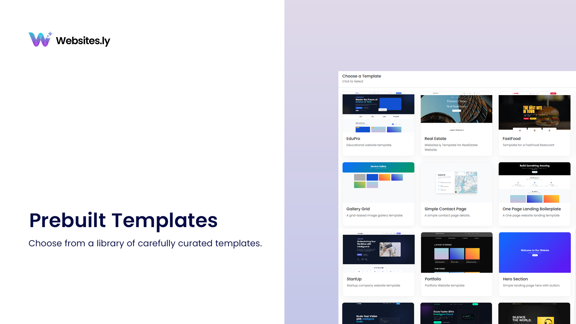 Websites.ly - Screenshot 3 showing product features and functionality