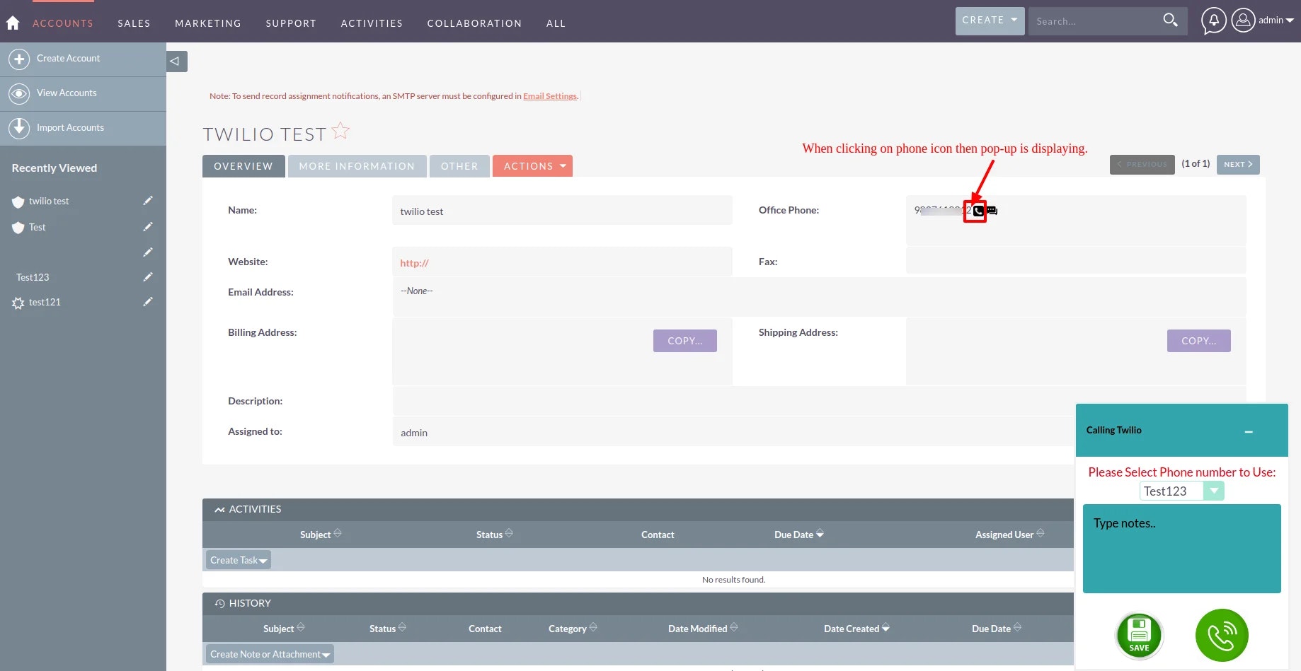 Twilio Bấm để gọi với Suitecrm media 12
