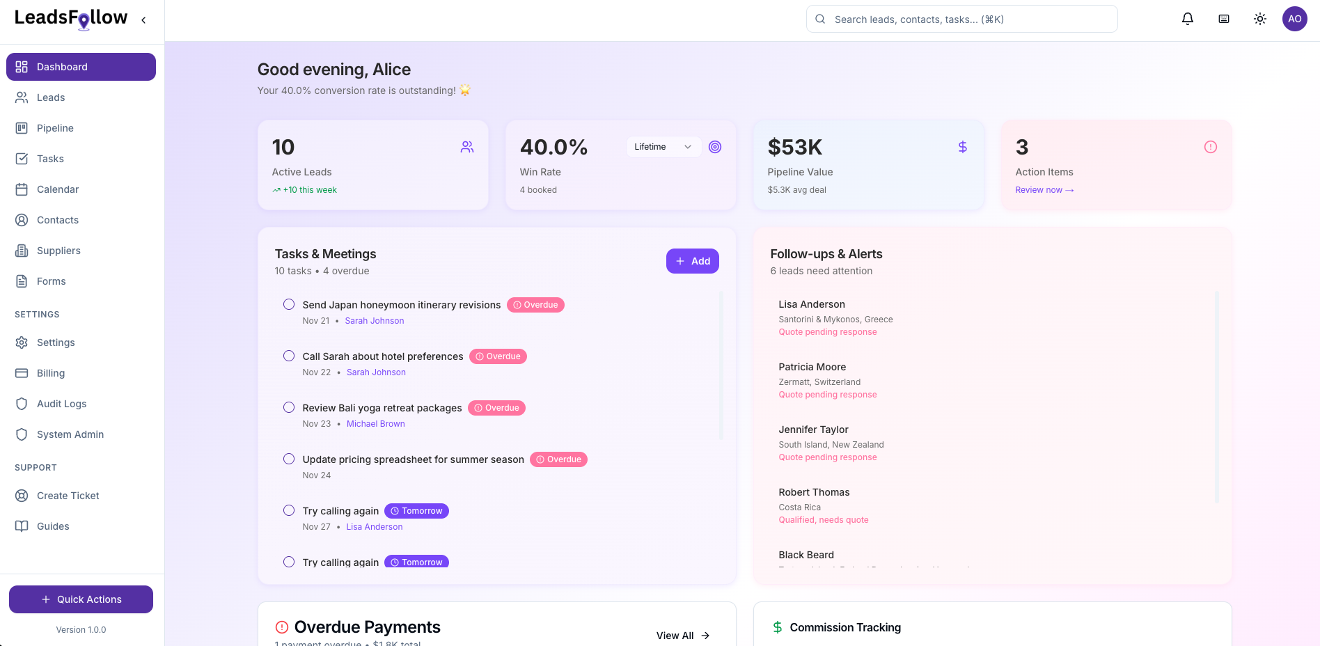 LeadsFollow - Main product screenshot demonstrating key features and user interface