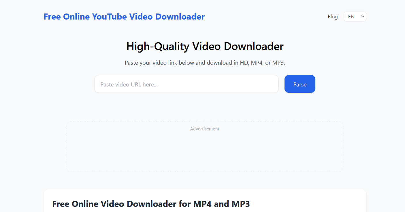 VidParser - Main product screenshot demonstrating key features and user interface