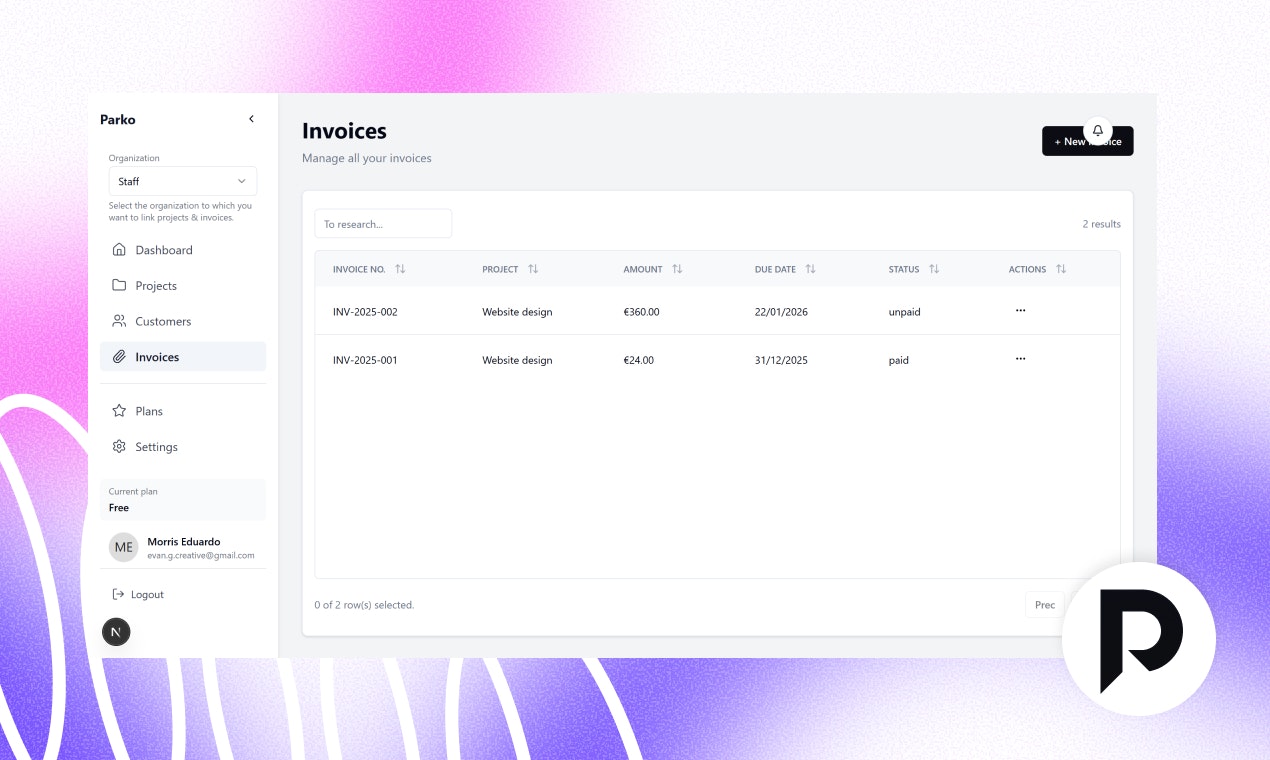 Parko - Screenshot 3 showing product features and functionality