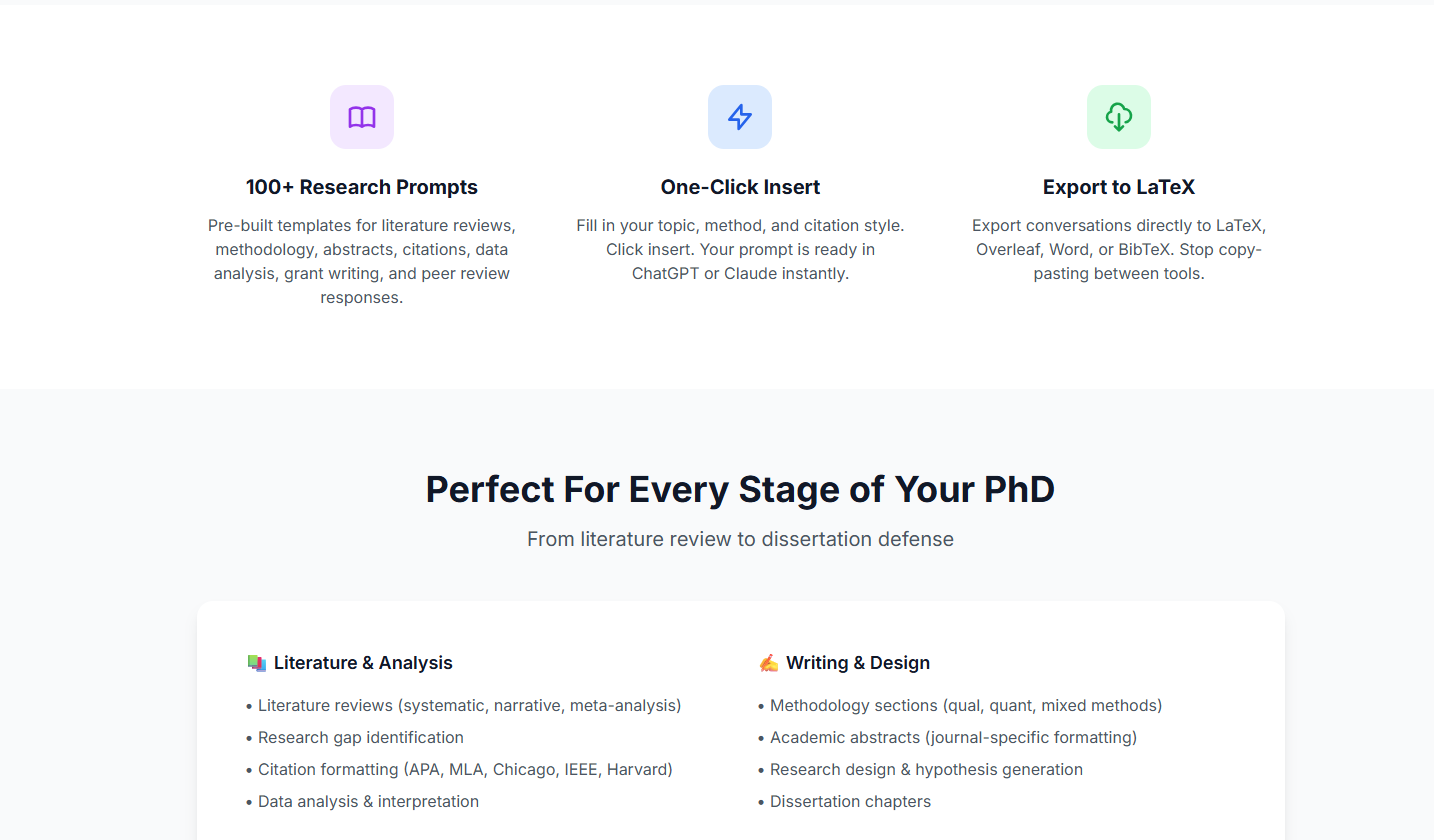 PhD Prompt - Screenshot 2 showing product features and functionality