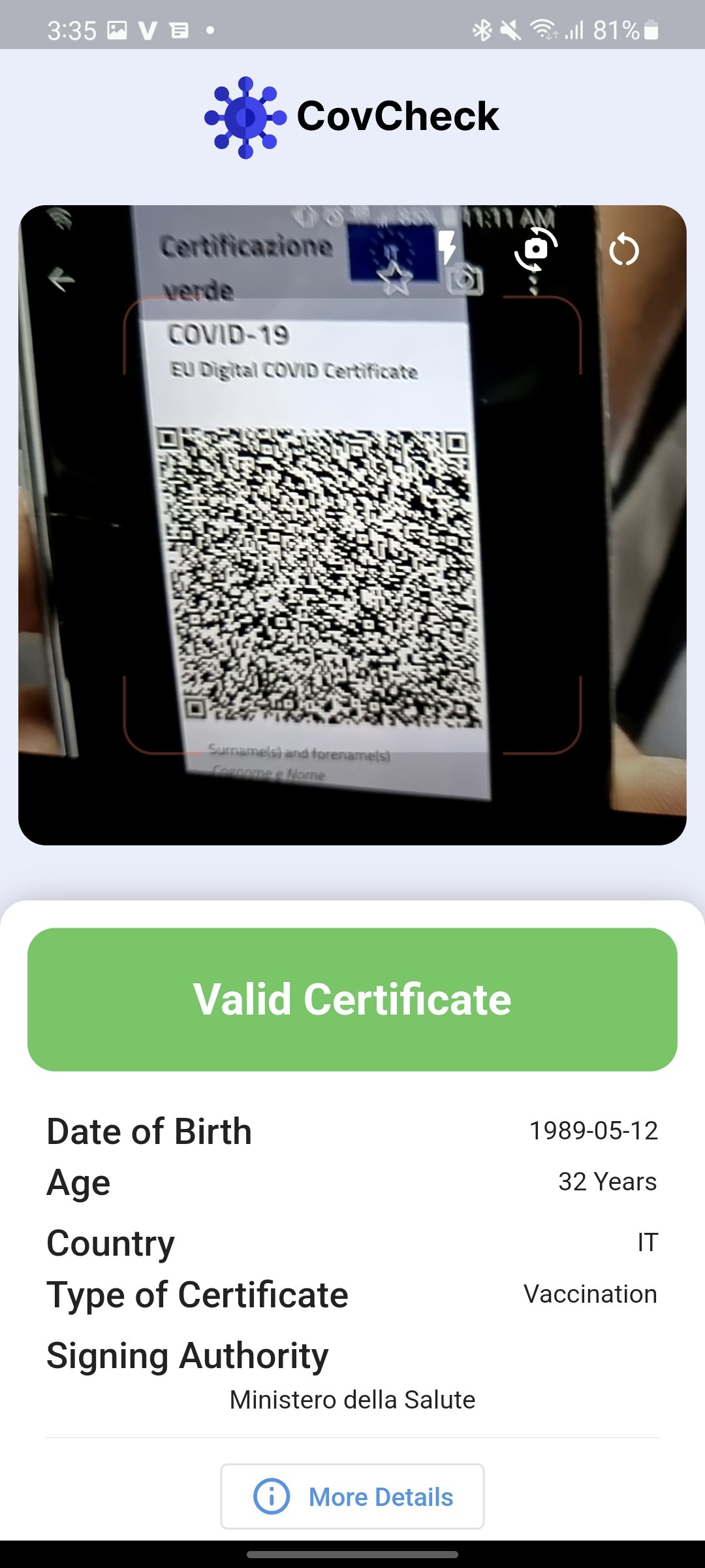 CovCheck gallery image