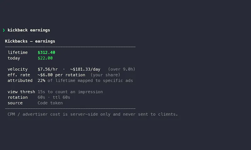 Kickbacks CLI screenshot 3
