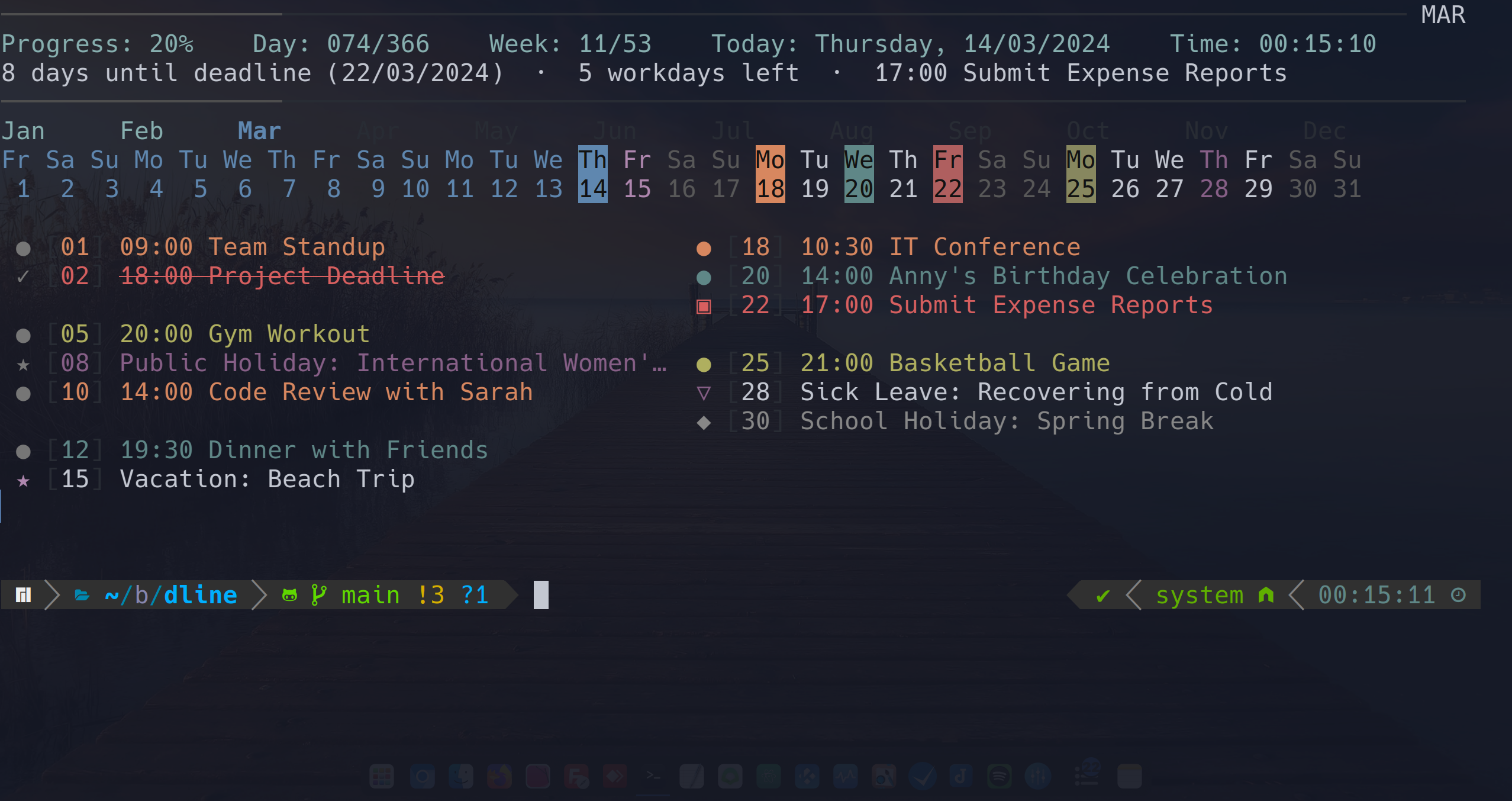 dLine - Terminal Calendar - Screenshot 2 showing product features and functionality