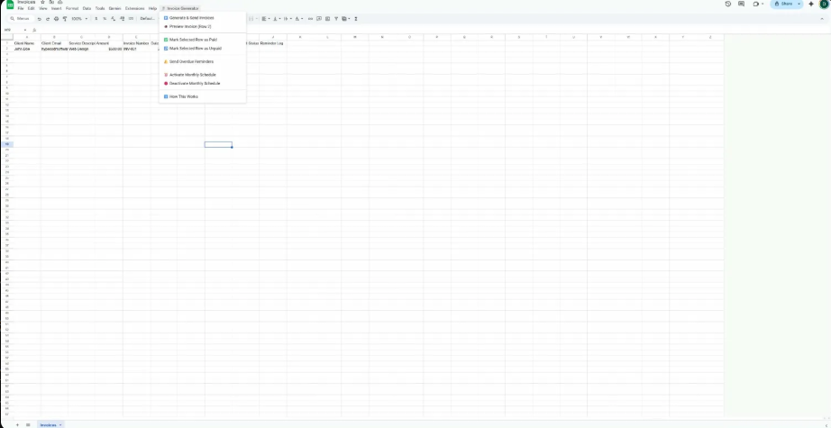 Auto-Invoice Generator for Google Sheets - Screenshot 4 showing product features and functionality