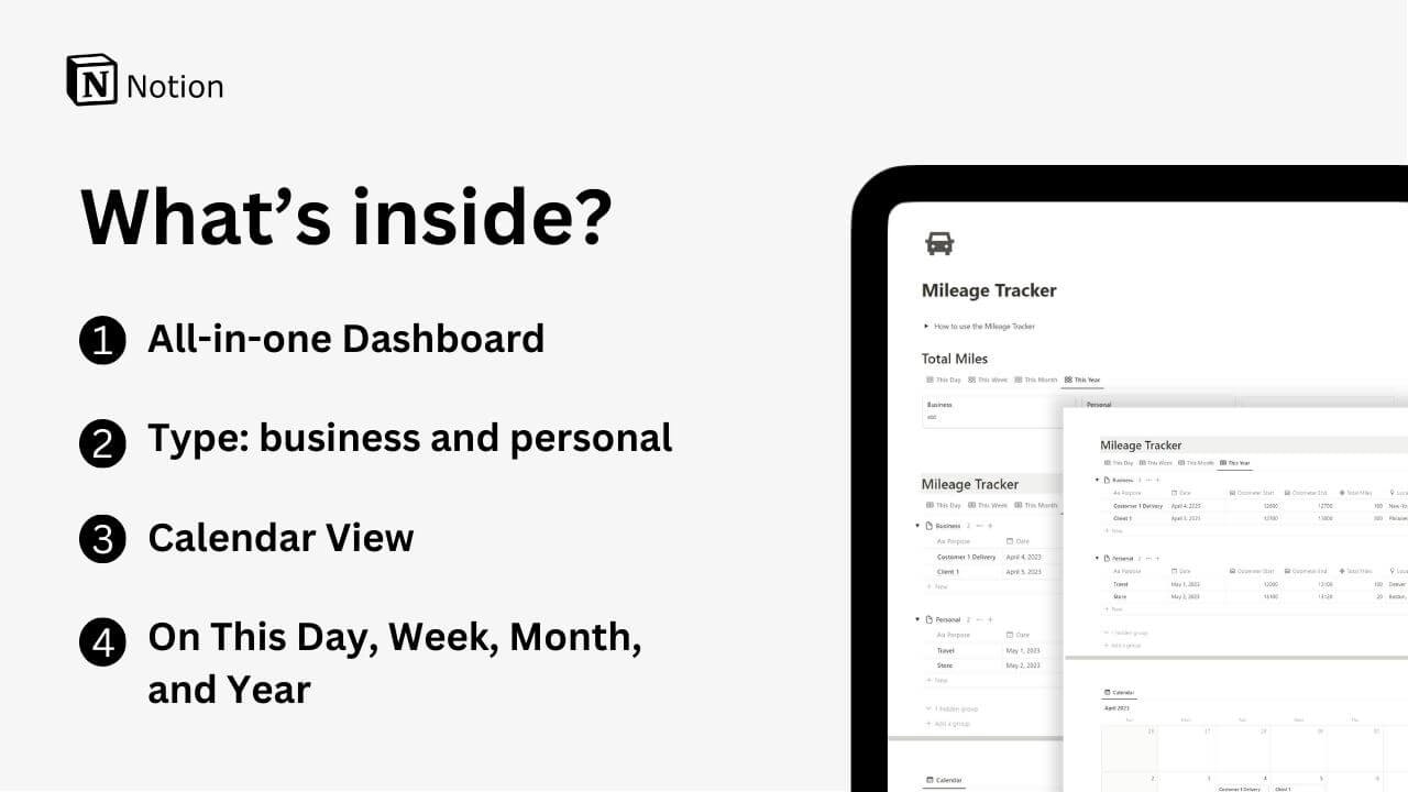 Notion Mileage Tracker - Vereenvoudig uw leven en stroomlijnen uw kilometers volgen media 2