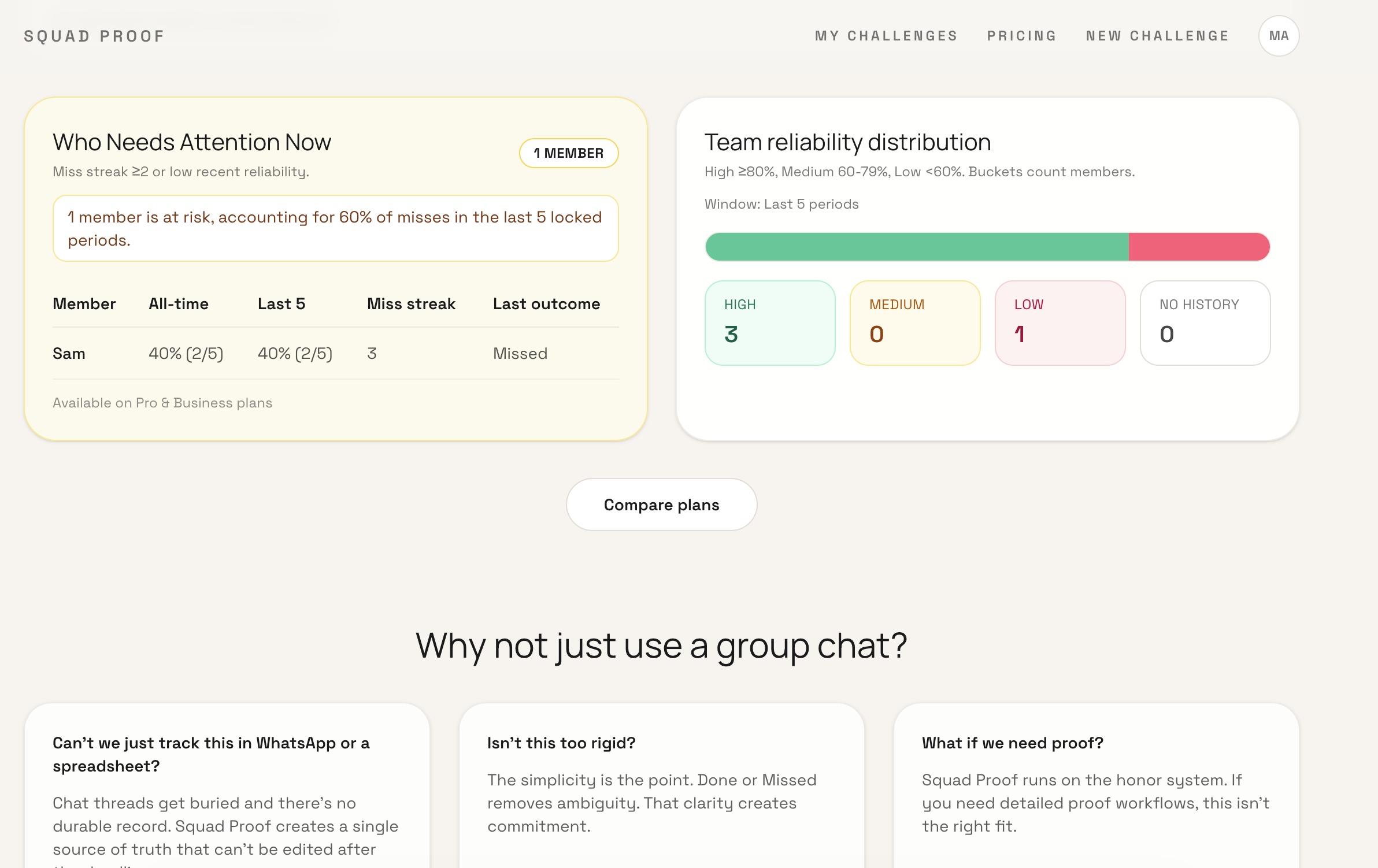 SquadProof - Screenshot 4 showing product features and functionality