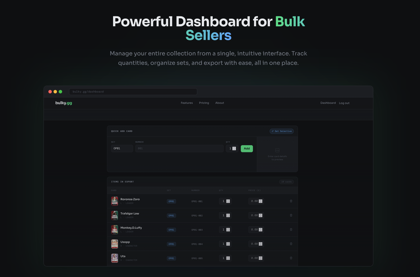 bulky.gg - Main product screenshot demonstrating key features and user interface