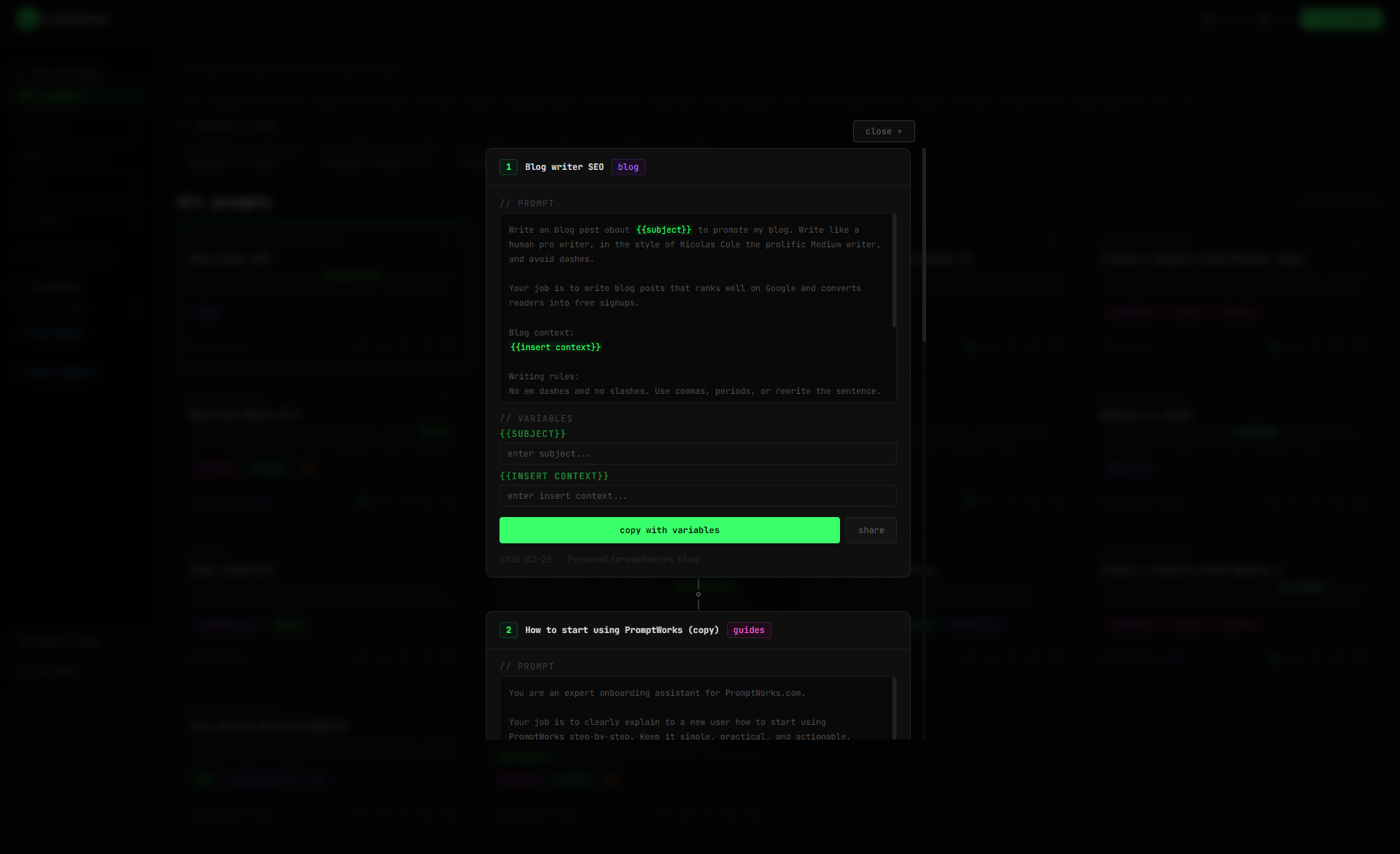 PromptWorks - Screenshot 5 showing product features and functionality