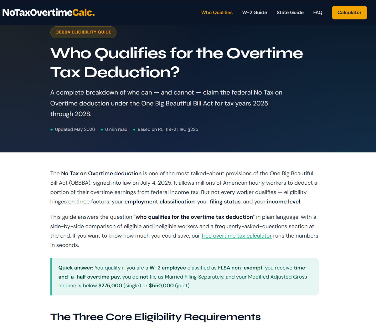 No Tax on Overtime Calculator gallery image