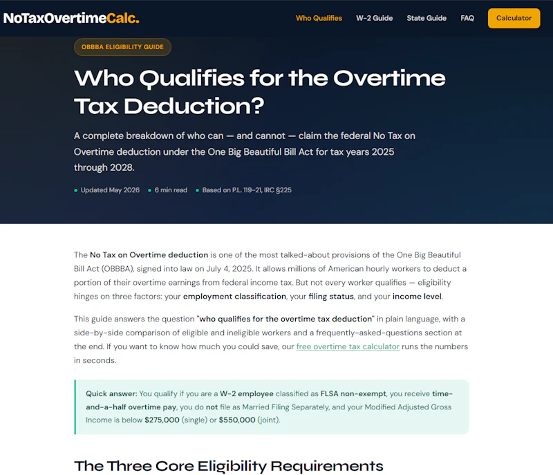 No Tax on Overtime Calculator screenshot 2