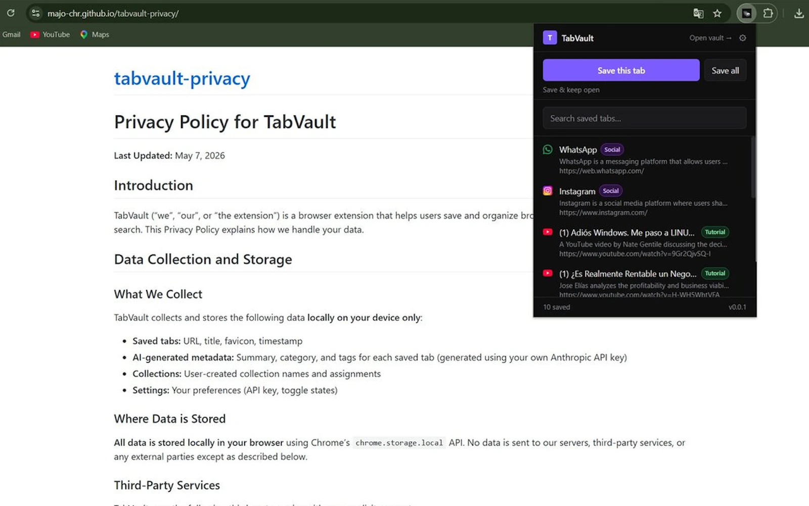 TabVault screenshot 1