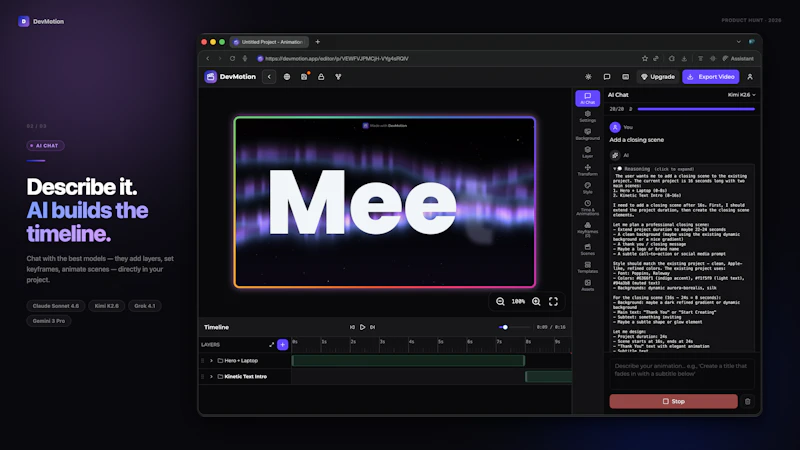 DevMotion — AI Video Editor screenshot 3