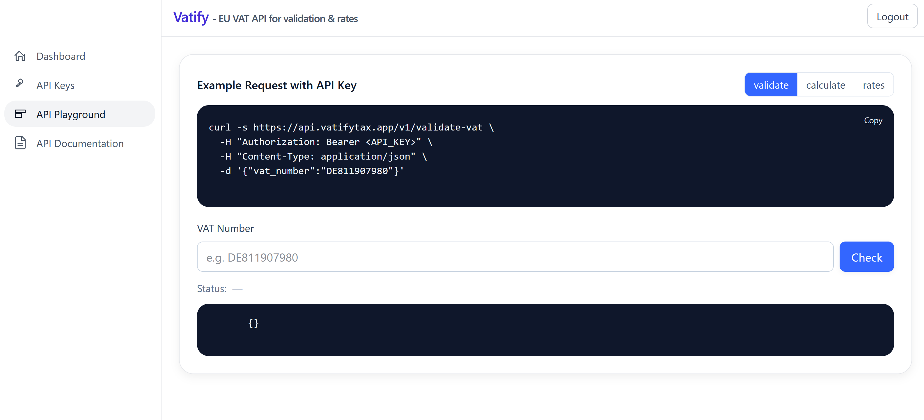 Vatify — The Simple EU VAT API screenshot 1 Vatify — The Simple EU VAT API screenshot 1