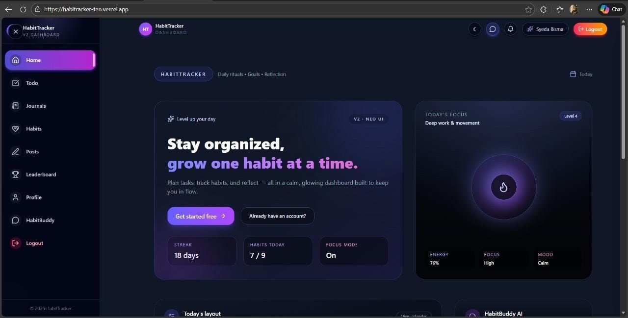 HabitTracker - Main product screenshot demonstrating key features and user interface