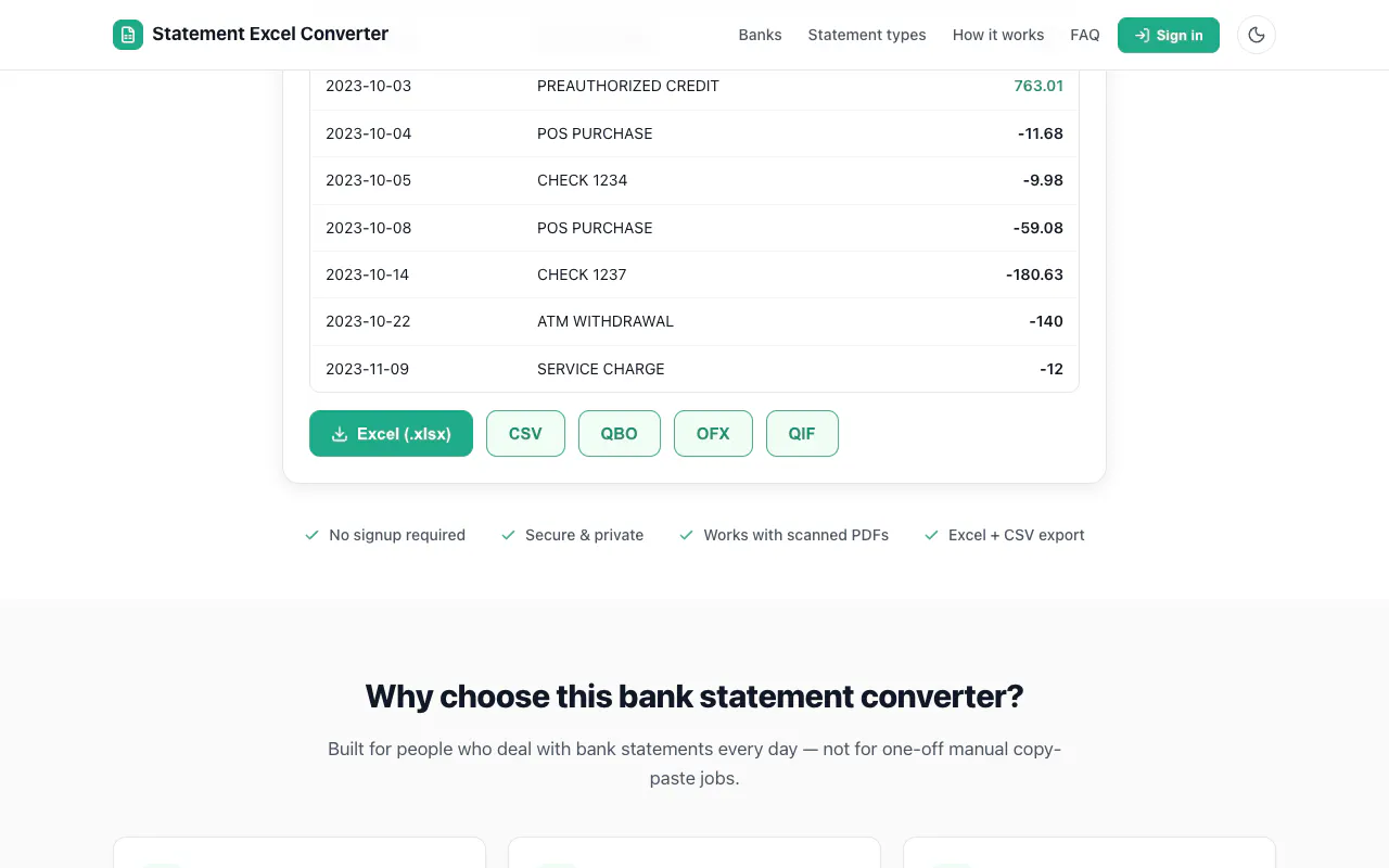 Statement Excel Converter gallery image
