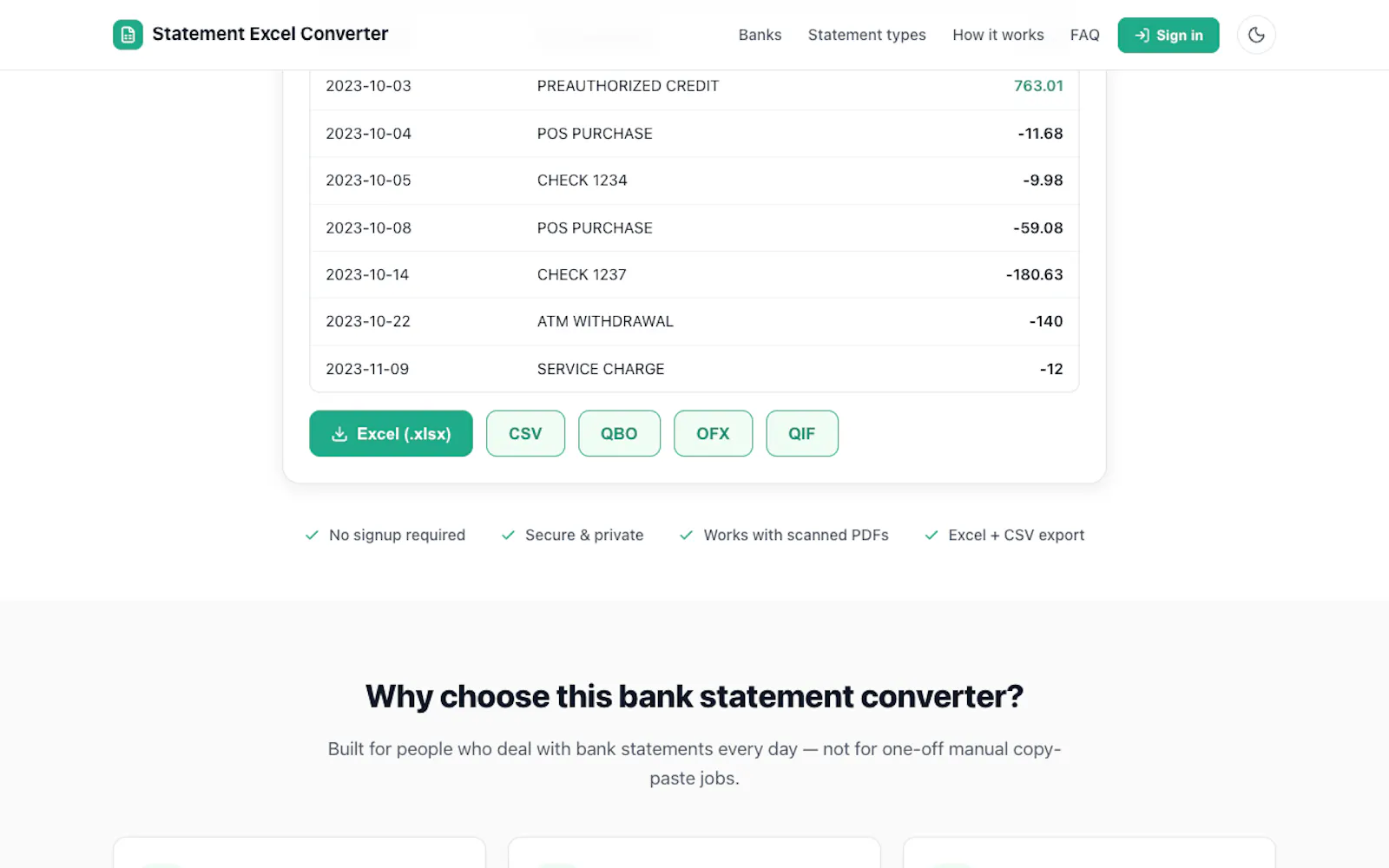 Statement Excel Converter screenshot 3
