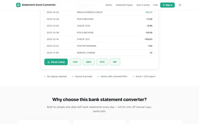 Statement Excel Converter screenshot 3