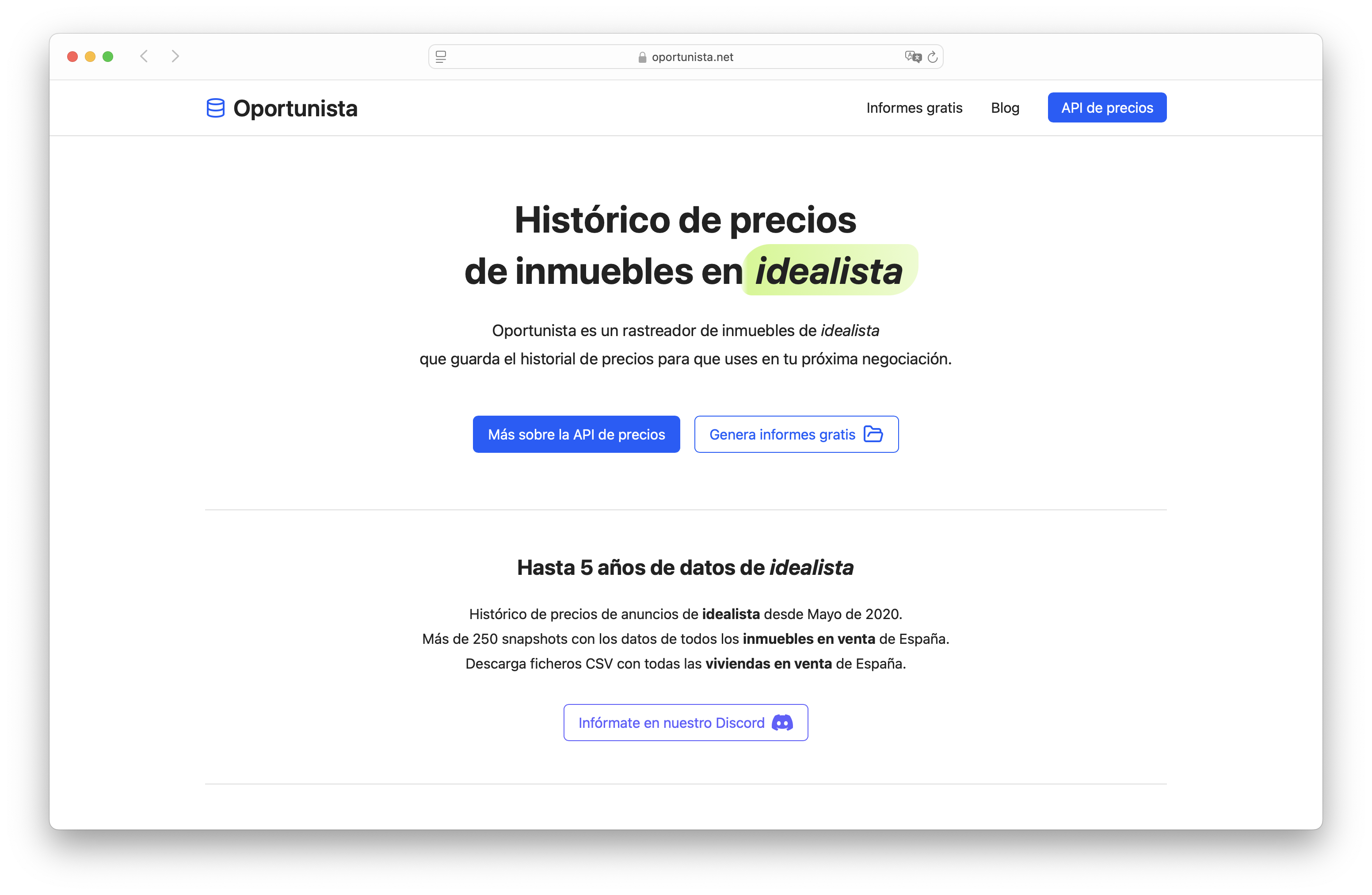 Oportunista - Histórico de precios de viviendas en venta media 1